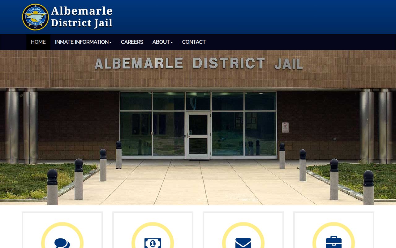 Albemarle District Jail official website with inmate lookup route