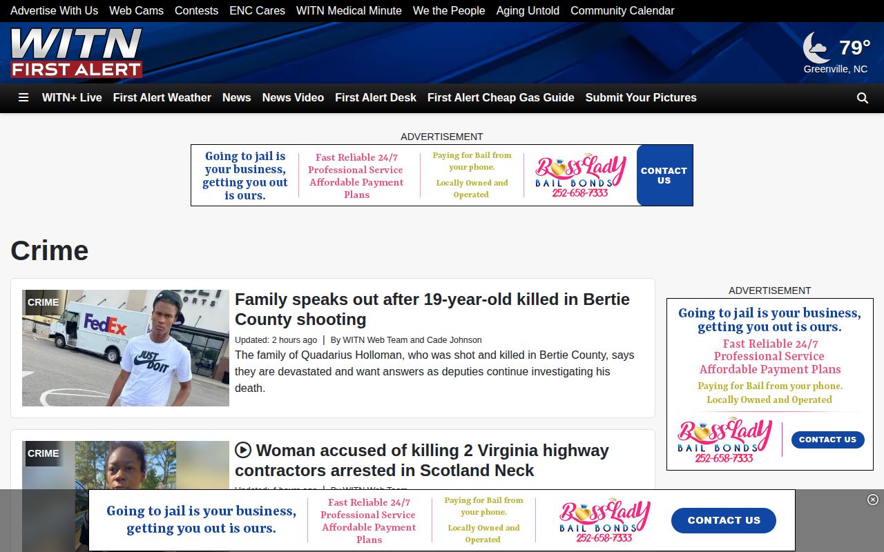 WITN crime section covering Pasquotank County and Elizabeth City